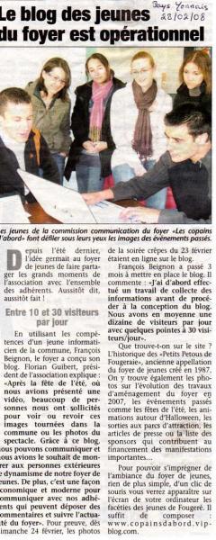 Cr�ation du blog F�vrier 2008